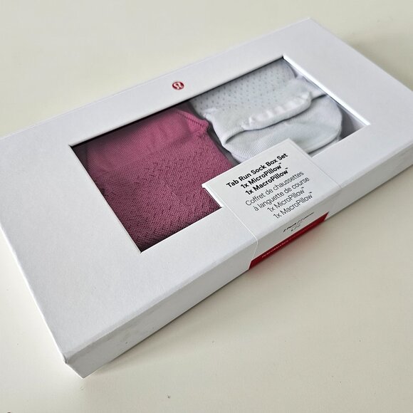 NWT LULULEMON White Pink Tab Run Socks Box Set Women's Large 2-Pack - Picture 3 of 8